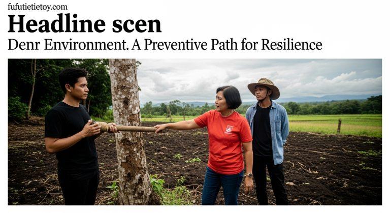 DENR officer and community volunteers at a mangrove reforestation site in the Philippines.