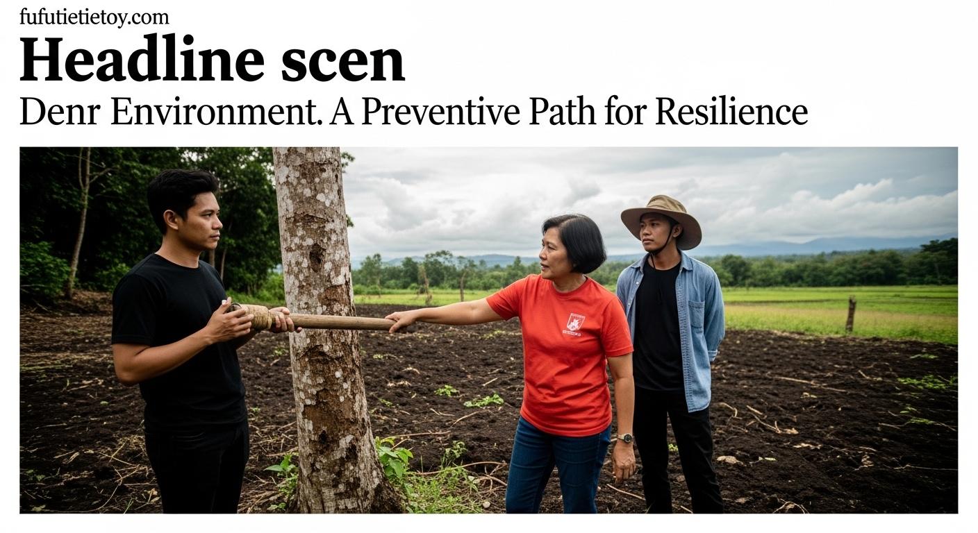 DENR officer and community volunteers at a mangrove reforestation site in the Philippines.