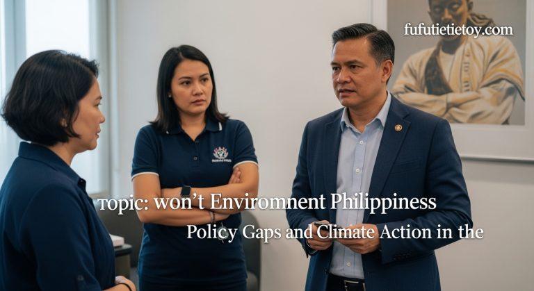 Real-time air quality monitor in a Philippine city showing readings against an urban skyline.