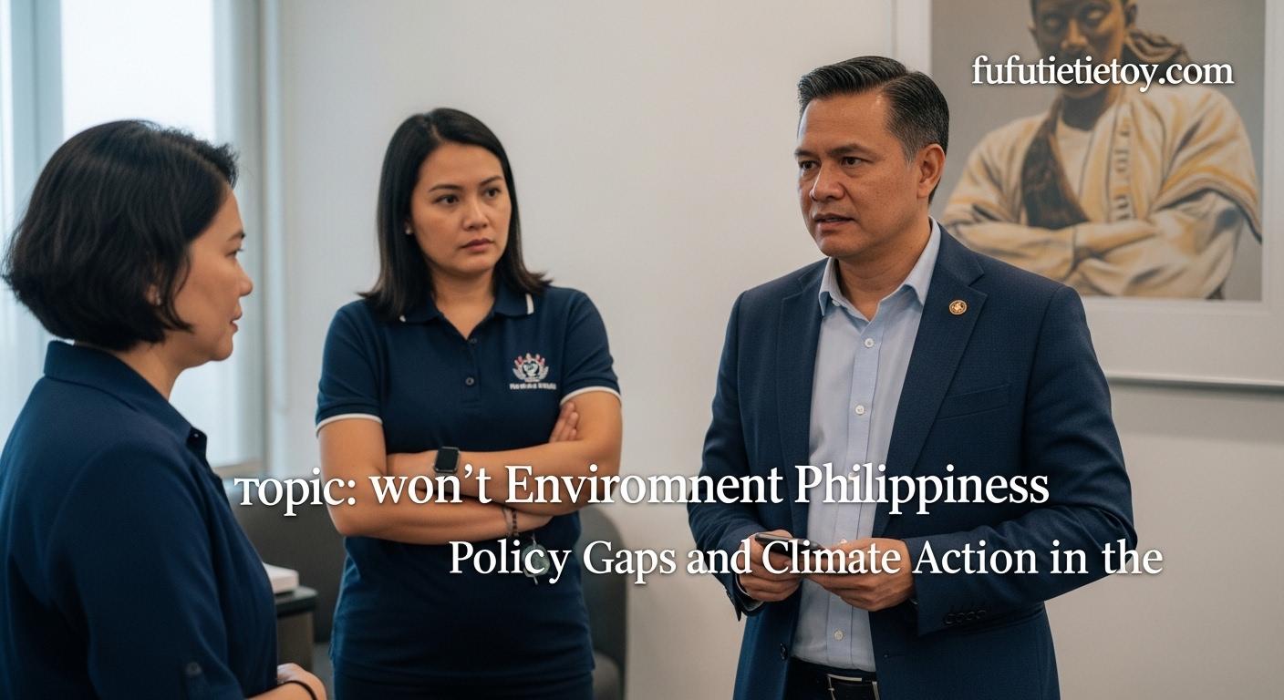 Real-time air quality monitor in a Philippine city showing readings against an urban skyline.