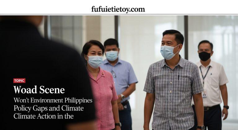 Real-time air quality monitor in a Philippine city showing readings against an urban skyline.