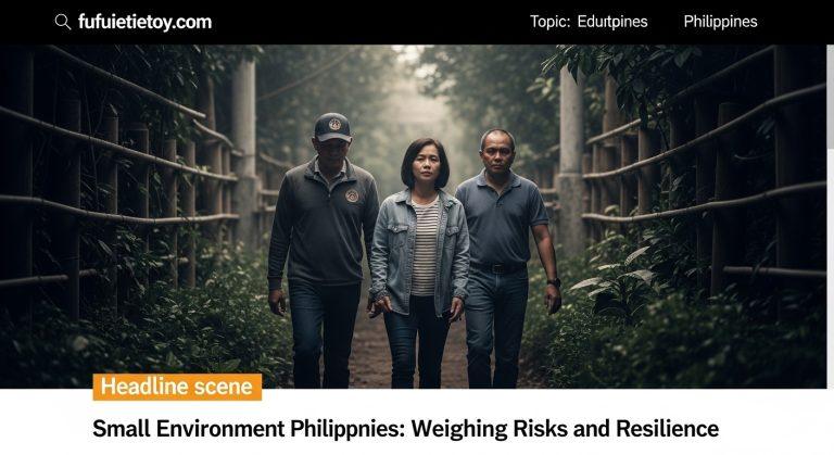 Community meeting in a Philippine town discussing environmental protection and mining impacts.