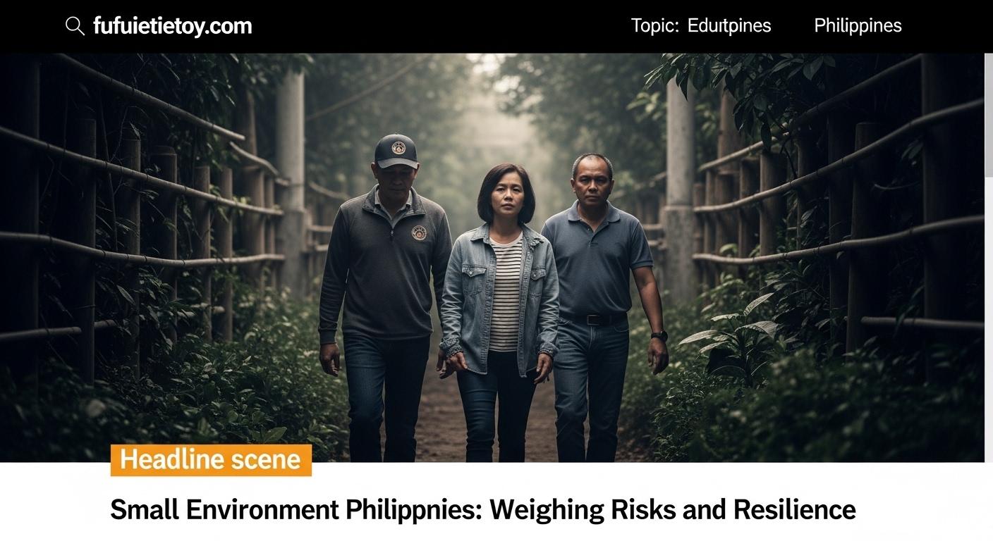 Community meeting in a Philippine town discussing environmental protection and mining impacts.