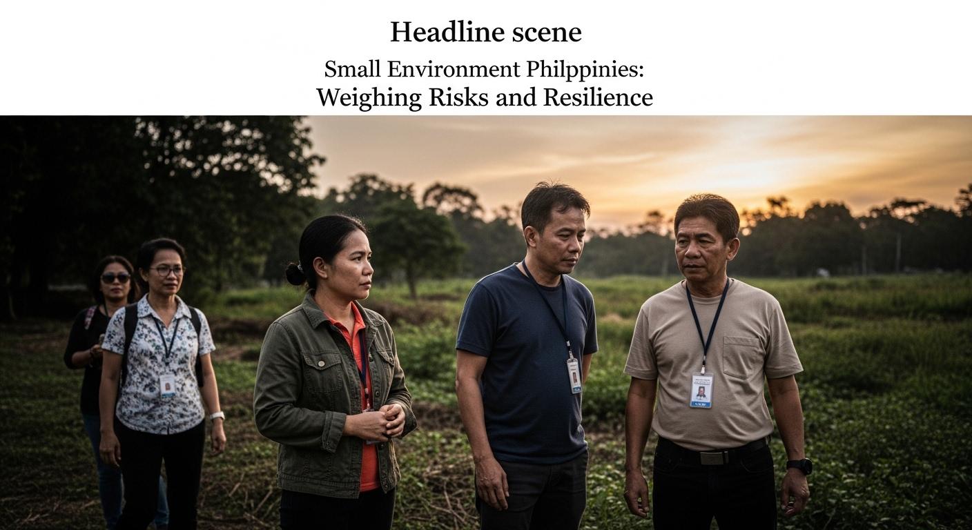 Community meeting in a Philippine town discussing environmental protection and mining impacts.