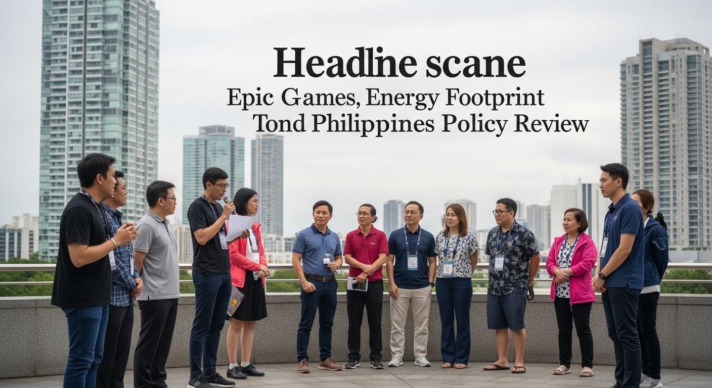 Editorial illustration of digital energy footprint for Epic Games in the Philippines.